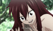 a girl with red hair is crying and saying i 'm human