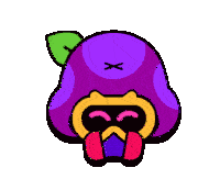 a colorful cartoon character with a purple hat and a green leaf on top of it .