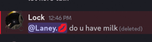 a screenshot of a discord conversation between lock and laney
