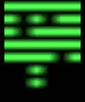 a row of green lights on a black background