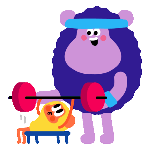 Bear Helps Monkey Lift Weights Sticker - Best Friends Exercise Work Out Stickers