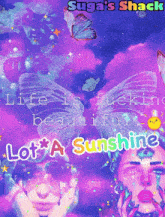 a poster that says " life is fucking beautiful " and " lot a sunshine "