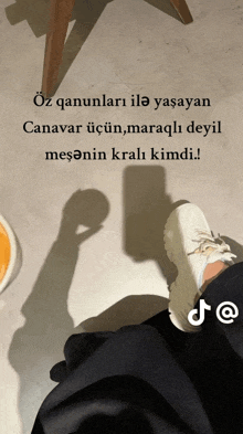 a picture of a person 's feet with a quote in a foreign language on the bottom
