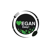 a logo that says vegan easy with a heart in the center