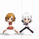 a cartoon character is doing a handstand next to a cartoon character doing a handstand