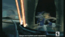 a game and system sold separately is shown in a video game