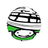 a green and white ball with a drawing of a mummy on it .
