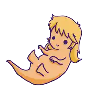a cartoon drawing of a person with long blonde hair