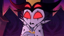 a cartoon character with a crown on his head and red eyes