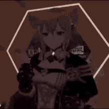 a girl is holding a gun in a dark room and looking at the camera .