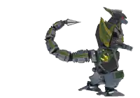 a robot that looks like a dragon with a spear on its tail
