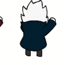 a cartoon character with white hair and blue eyes is wearing a black jacket and sunglasses .