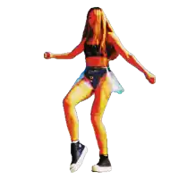 a woman in a bikini and converse shoes is dancing on a white background