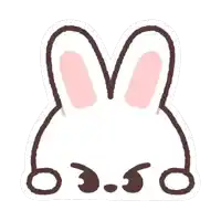 a sticker of a bunny with a heart shaped head