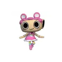 a cartoon character with a pink dress and ears