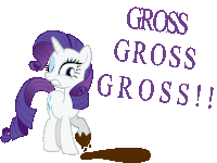 a cartoon of a pony with the words gross gross gross