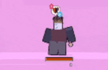 a pixel art of two roblox characters standing next to each other .