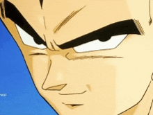 a close up of a dragon ball z character 's face