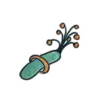 a drawing of a green object with a ring on it