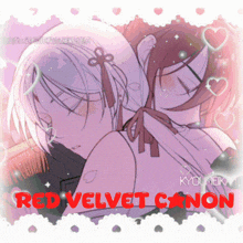 a picture of a man and a woman with the words red velvet canon below them