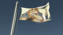 a flag with a picture of a man with tattoos on his arms