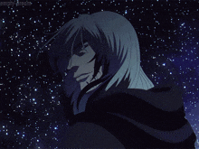 a drawing of a man with gray hair and a black cape with the words empty stream written on the bottom