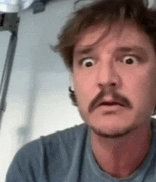 a man with a beard is making a funny face