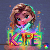 a colorful drawing of a little girl with the name kape