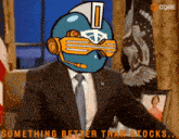 a cartoon of a man in a suit and tie with the words something better than stocks below him