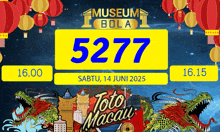 a poster for museum bola toto macau has a dragon on it