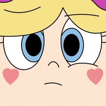 a close up of a cartoon character 's face with big eyes
