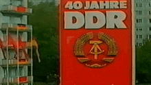 a red sign that says 40 jahre ddr