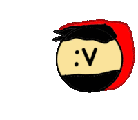 a drawing of a man with a smiley face and the letter v on it