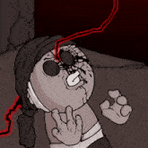 a cartoon character with blood coming out of his eye
