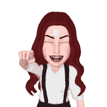 a cartoon of a woman with red hair giving a thumbs up sign