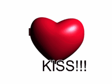 a picture of a girl and a boy with the word kiss on the bottom right