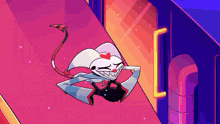a cartoon character with a red tail and a heart on his face
