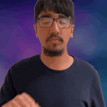 a man with glasses and a beard is making a thumbs up sign