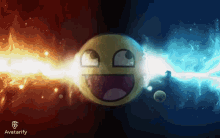 a smiley face is surrounded by fire and water with the words avatarify below it