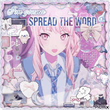 a picture of a girl with the words " i 'm gonna spread the word " at the top