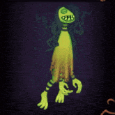 a cartoon drawing of a monster with long hair