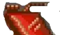 a pixel art of a red object with a black border