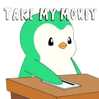 a cartoon penguin holding up a book that says agw