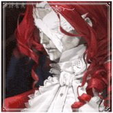 a painting of a woman with red hair and a white shirt