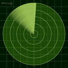 a radar screen shows a green circle with a half circle in the middle