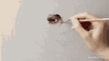 a person is painting a woman 's face with a brush that says made in animotica