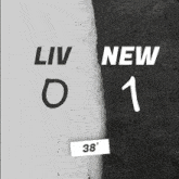 a black and white sign that says liv 0 new 1 38 '