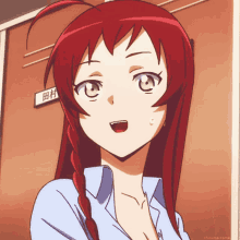 girl redhead anime smile pretty