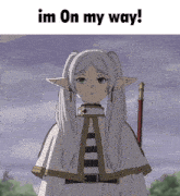 a picture of a girl with pigtails and the words im on my way