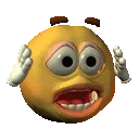 a cartoon smiley face with big eyes is covering his ears with his hands on a white background .